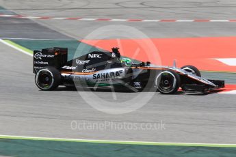 World © Octane Photographic Ltd. Sahara Force India VJM09 - Sergio Perez. Friday 13th May 2016, F1 Spanish GP - Practice 2, Circuit de Barcelona Catalunya, Spain. Digital Ref : 1539CB1D8200