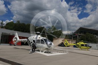 World © Octane Photographic Ltd. Medical helicopters on standby. Friday 13th May 2016, F1 Spanish GP Practice 2, Circuit de Barcelona Catalunya, Spain. Digital Ref : 1539CB7D6709