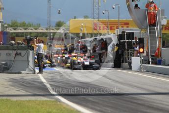 World © Octane Photographic Ltd. ART Grand Prix - GP2/11 – Nobuharu Matsushita at the front of the line up to leave the pits. Friday 13th May 2016, GP2 Practice, Circuit de Barcelona Catalunya, Spain. Digital Ref :1538CB1D7900