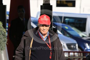 World © Octane Photographic Ltd. Mercedes AMG Petronas - Niki Lauda. Saturday 14th May 2016, F1 Spanish GP Paddock, Circuit de Barcelona Catalunya, Spain. Digital Ref :1544CB7D7022