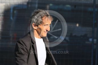 World © Octane Photographic Ltd. Alain Prost. Saturday 14th May 2016, F1 Spanish GP Paddock, Circuit de Barcelona Catalunya, Spain. Digital Ref 1544CB7D7107