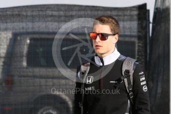 World © Octane Photographic Ltd. McLaren Honda MP4-31 Reserve Driver – Stoffel Vandoorne. Saturday 14th May 2016, F1 Spanish GP Paddock, Circuit de Barcelona Catalunya, Spain. Digital Ref :1544CB7D7117