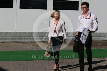 World © Octane Photographic Ltd. Mercedes AMG Petronas – Toto and Susie Wolff Saturday 14th May 2016, F1 Spanish GP Paddock, Circuit de Barcelona Catalunya, Spain. Digital Ref :1544LB1D5796