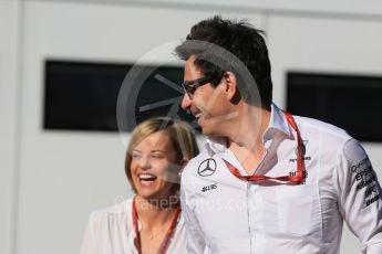 World © Octane Photographic Ltd. Mercedes AMG Petronas – Toto and Susie Wolff Saturday 14th May 2016, F1 Spanish GP Paddock, Circuit de Barcelona Catalunya, Spain. Digital Ref :1544LB1D5801