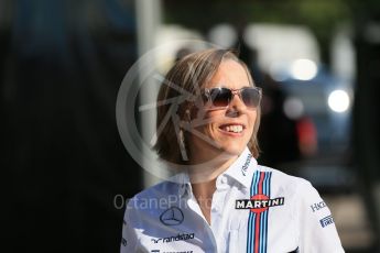 World © Octane Photographic Ltd. Williams Martini Racing Deputy Team Principal – Claire Williams. Saturday 14th May 2016, F1 Spanish GP Paddock, Circuit de Barcelona Catalunya, Spain. Digital Ref :1544LB1D5845