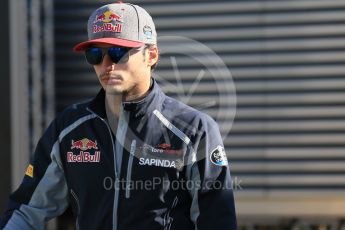 World © Octane Photographic Ltd. Scuderia Toro Rosso STR11 – Carlos Sainz. Saturday 14th May 2016, F1 Spanish GP Paddock, Circuit de Barcelona Catalunya, Spain. Digital Ref :1544LB1D5905