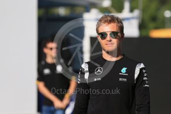 World © Octane Photographic Ltd. Mercedes AMG Petronas W07 Hybrid – Nico Rosberg. Saturday 14th May 2016, F1 Spanish GP Paddock, Circuit de Barcelona Catalunya, Spain. Digital Ref :1544LB1D5924