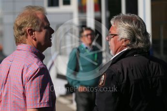 World © Octane Photographic Ltd. Jonathan Palmer and Keke Rosberg. Saturday 14th May 2016, F1 Spanish GP Paddock, Circuit de Barcelona Catalunya, Spain. Digital Ref :1544LB1D5964