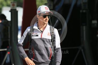 World © Octane Photographic Ltd. Haas F1 Team VF-16 - Esteban Gutierrez. Saturday 14th May 2016, F1 Spanish GP Paddock, Circuit de Barcelona Catalunya, Spain. Digital Ref :1544LB1D6143