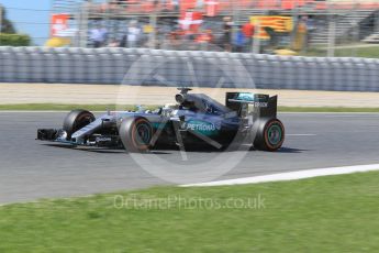 World © Octane Photographic Ltd. Mercedes AMG Petronas W07 Hybrid – Lewis Hamilton. Saturday 14th May 2016, F1 Spanish GP Practice 3, Circuit de Barcelona Catalunya, Spain. Digital Ref :