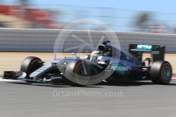 World © Octane Photographic Ltd. Mercedes AMG Petronas W07 Hybrid – Lewis Hamilton. Saturday 14th May 2016, F1 Spanish GP Practice 3, Circuit de Barcelona Catalunya, Spain. Digital Ref :