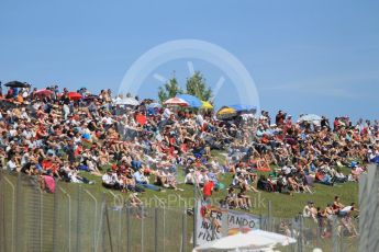 World © Octane Photographic Ltd. The fans enjoying the sunshine. Saturday 14th May 2016, F1 Spanish GP Practice 3, Circuit de Barcelona Catalunya, Spain. Digital Ref : 1545CB1D9477