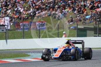 World © Octane Photographic Ltd. Manor Racing MRT05 – Rio Haryanto. Saturday 14th May 2016, F1 Spanish GP Practice 3, Circuit de Barcelona Catalunya, Spain. Digital Ref : 1545CB1D9617