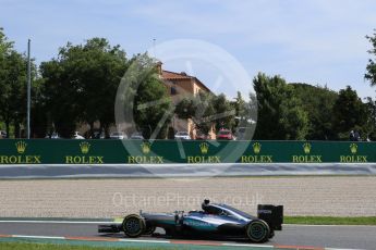 World © Octane Photographic Ltd. Mercedes AMG Petronas W07 Hybrid – Lewis Hamilton. Saturday 14th May 2016, F1 Spanish GP Practice 3, Circuit de Barcelona Catalunya, Spain. Digital Ref : 1545CB7D7394