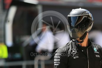 World © Octane Photographic Ltd. Mercedes AMG Petronas pit crew. Saturday 14th May 2016, F1 Spanish GP - Practice 3, Circuit de Barcelona Catalunya, Spain. Digital Ref : 1545LB1D6699