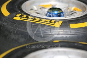 World © Octane Photographic Ltd. Pirelli tyres. Saturday 14th May 2016, F1 Spanish GP - Practice 3, Circuit de Barcelona Catalunya, Spain. Digital Ref : 1545LB5D3888