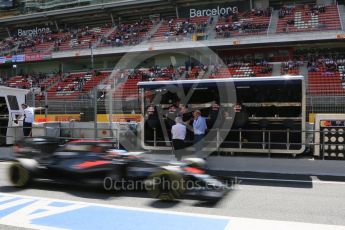 World © Octane Photographic Ltd. Bernie Ecclestone on the Red Bull pit wall. Saturday 14th May 2016, F1 Spanish GP - Practice 3, Circuit de Barcelona Catalunya, Spain. Digital Ref : 1545LB5D3930