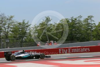 World © Octane Photographic Ltd. Mercedes AMG Petronas W07 Hybrid – Nico Rosberg. Saturday 14th May 2016, F1 Spanish GP - Qualifying, Circuit de Barcelona Catalunya, Spain. Digital Ref : 1546LB1D6834
