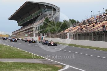 World © Octane Photographic Ltd. ART Grand Prix – GP3/16 – Charles Leclerc leads the pack. Saturday 14th May 2016, GP3 Race 1, Circuit de Barcelona Catalunya, Spain. Digital Ref :