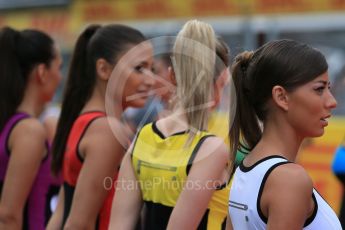 World © Octane Photographic Ltd. Pirelli Grid Girls. Sunday 15th May 2016, F1 Spanish GP Drivers’ Parade, Circuit de Barcelona Catalunya, Spain. Digital Ref :
