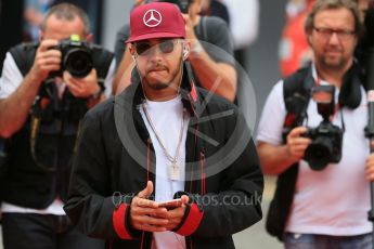 World © Octane Photographic Ltd. Mercedes AMG Petronas W07 Hybrid – Lewis Hamilton. Sunday 15th May 2016, F1 Spanish GP Drivers’ Parade, Circuit de Barcelona Catalunya, Spain. Digital Ref :