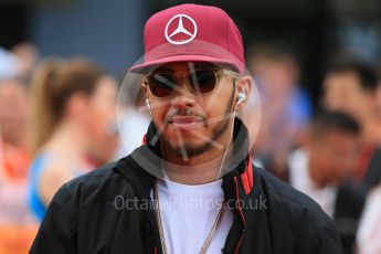 World © Octane Photographic Ltd. Mercedes AMG Petronas W07 Hybrid – Lewis Hamilton. Sunday 15th May 2016, F1 Spanish GP Drivers’ Parade, Circuit de Barcelona Catalunya, Spain. Digital Ref :