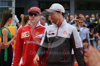 World © Octane Photographic Ltd. Scuderia Ferrari SF16-H – Kimi Raikkonen and Haas F1 Team VF-16 - Esteban Gutierrez. Sunday 15th May 2016, F1 Spanish GP Drivers’ Parade, Circuit de Barcelona Catalunya, Spain. Digital Ref :