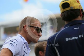 World © Octane Photographic Ltd. Williams Martini Racing, Williams Mercedes FW38 – Valtteri Bottas. Sunday 15th May 2016, F1 Spanish GP Drivers’ Parade, Circuit de Barcelona Catalunya, Spain. Digital Ref :