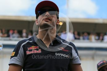 World © Octane Photographic Ltd. Scuderia Toro Rosso STR11 – Carlos Sainz. Sunday 15th May 2016, F1 Spanish GP Drivers’ Parade, Circuit de Barcelona Catalunya, Spain. Digital Ref :