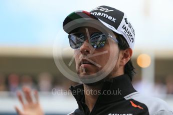 World © Octane Photographic Ltd. Sahara Force India VJM09 - Sergio Perez. Sunday 15th May 2016, F1 Spanish GP Drivers’ Parade, Circuit de Barcelona Catalunya, Spain. Digital Ref :