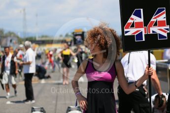 World © Octane Photographic Ltd. Lewis Hamilton's Pirelli Grid Girl. Sunday 15th May 2016, F1 Spanish GP Grid, Circuit de Barcelona Catalunya, Spain. Digital Ref :