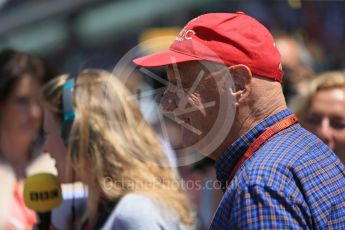 World © Octane Photographic Ltd. Niki Lauda. Sunday 15th May 2016, F1 Spanish GP Grid, Circuit de Barcelona Catalunya, Spain. Digital Ref :