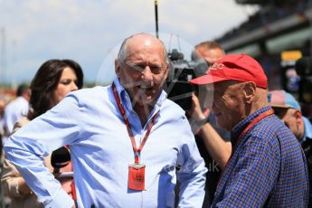 World © Octane Photographic Ltd. Ron Dennis and Niki Lauda. Sunday 15th May 2016, F1 Spanish GP Grid, Circuit de Barcelona Catalunya, Spain. Digital Ref :