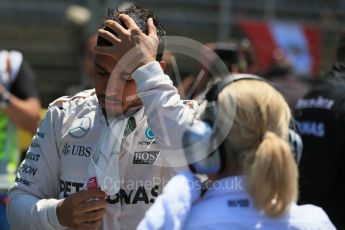 World © Octane Photographic Ltd. Mercedes AMG Petronas W07 Hybrid – Lewis Hamilton. Sunday 15th May 2016, F1 Spanish GP Grid, Circuit de Barcelona Catalunya, Spain. Digital Ref :