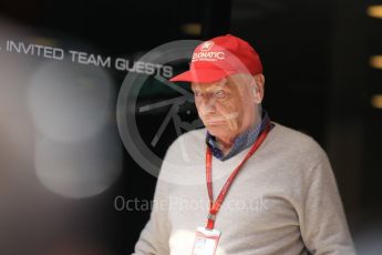 World © Octane Photographic Ltd. Mercedes AMG Petronas - Niki Lauda. Sunday 15th May 2016, F1 Spanish GP Paddock, Circuit de Barcelona Catalunya, Spain. Digital Ref :