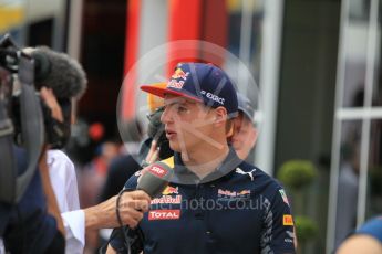 World © Octane Photographic Ltd. Red Bull Racing RB12 – Max Verstappen. Sunday 15th May 2016, F1 Spanish GP Paddock, Circuit de Barcelona Catalunya, Spain. Digital Ref :