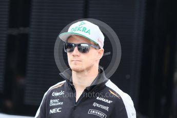 World © Octane Photographic Ltd. Sahara Force India VJM09 - Nico Hulkenberg. Sunday 15th May 2016, F1 Spanish GP Paddock, Circuit de Barcelona Catalunya, Spain. Digital Ref :