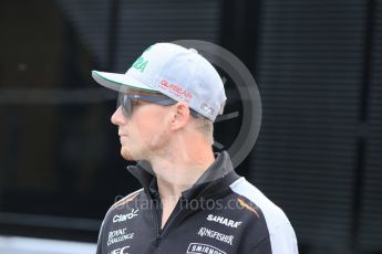 World © Octane Photographic Ltd. Sahara Force India VJM09 - Nico Hulkenberg. Sunday 15th May 2016, F1 Spanish GP Paddock, Circuit de Barcelona Catalunya, Spain. Digital Ref :