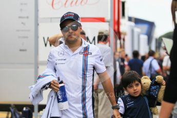World © Octane Photographic Ltd. Williams Martini Racing, Williams Mercedes FW38 – Felipe Massa. Sunday 15th May 2016, F1 Spanish GP Paddock, Circuit de Barcelona Catalunya, Spain. Digital Ref : World © Octane Photographic Ltd. Williams Martini Racing, Williams Mercedes FW38 – Felipe Massa and Felipinho Massa (with bear). Sunday 15th May 2016, F1 Spanish GP Paddock, Circuit de Barcelona Catalunya, Spain. Digital Ref :