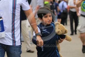 World © Octane Photographic Ltd. Felipinho Massa (with bear). Sunday 15th May 2016, F1 Spanish GP Paddock, Circuit de Barcelona Catalunya, Spain. Digital Ref :