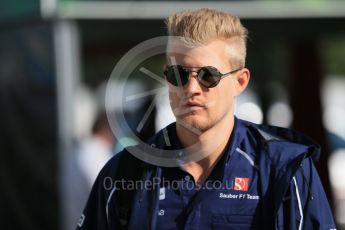 World © Octane Photographic Ltd. Sauber F1 Team – Marcus Ericsson. Sunday 15th May 2016, F1 Spanish GP - Paddock, Circuit de Barcelona Catalunya, Spain. Digital Ref : 1549LB1D7543