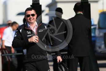 World © Octane Photographic Ltd. McLaren Honda - Eric Boullier. Sunday 15th May 2016, F1 Spanish GP - Paddock, Circuit de Barcelona Catalunya, Spain. Digital Ref : 1549LB1D7560