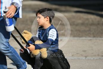 World © Octane Photographic Ltd. Felipe Massa son Filipinho. Sunday 15th May 2016, F1 Spanish GP - Paddock, Circuit de Barcelona Catalunya, Spain. Digital Ref : 1549LB1D7664