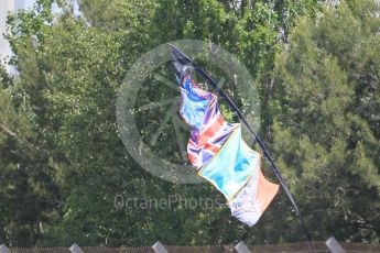 World © Octane Photographic Ltd. Fans flags. Sunday 15th May 2016, F1 Spanish GP Race, Circuit de Barcelona Catalunya, Spain. Digital Ref :