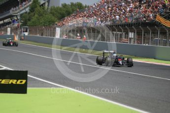 World © Octane Photographic Ltd. McLaren Honda MP4-31 – Fernando Alonso and Jenson Button. Sunday 15th May 2016, F1 Spanish GP Race, Circuit de Barcelona Catalunya, Spain. Digital Ref :