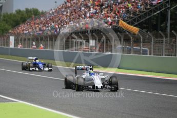 World © Octane Photographic Ltd. Williams Martini Racing, Williams Mercedes FW38 – Felipe Massa and Sauber F1 Team C35 – Marcus Ericsson. Sunday 15th May 2016, F1 Spanish GP Race, Circuit de Barcelona Catalunya, Spain. Digital Ref :