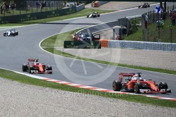 World © Octane Photographic Ltd. Scuderia Ferrari SF16-H – Sebastian Vettel and Kimi Raikkonen. Sunday 15th May 2016, F1 Spanish GP Race, Circuit de Barcelona Catalunya, Spain. Digital Ref :