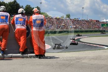 World © Octane Photographic Ltd. The pack in turns 7 and 8. Sunday 15th May 2016, F1 Spanish GP Race, Circuit de Barcelona Catalunya, Spain. Digital Ref :