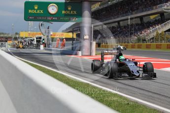 World © Octane Photographic Ltd. Sahara Force India VJM09 - Nico Hulkenberg. Sunday 15th May 2016, F1 Spanish GP Race, Circuit de Barcelona Catalunya, Spain. Digital Ref :