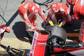 World © Octane Photographic Ltd. Scuderia Ferrari SF16-H – Sebastian Vettel pitstop. Sunday 15th May 2016, F1 Spanish GP Race, Circuit de Barcelona Catalunya, Spain. Digital Ref :